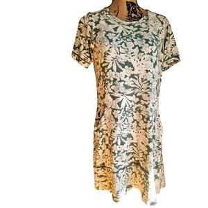 Fat Face Pocket Dress Tropical Jersey Cotton/Modal Green Cream Sz 6